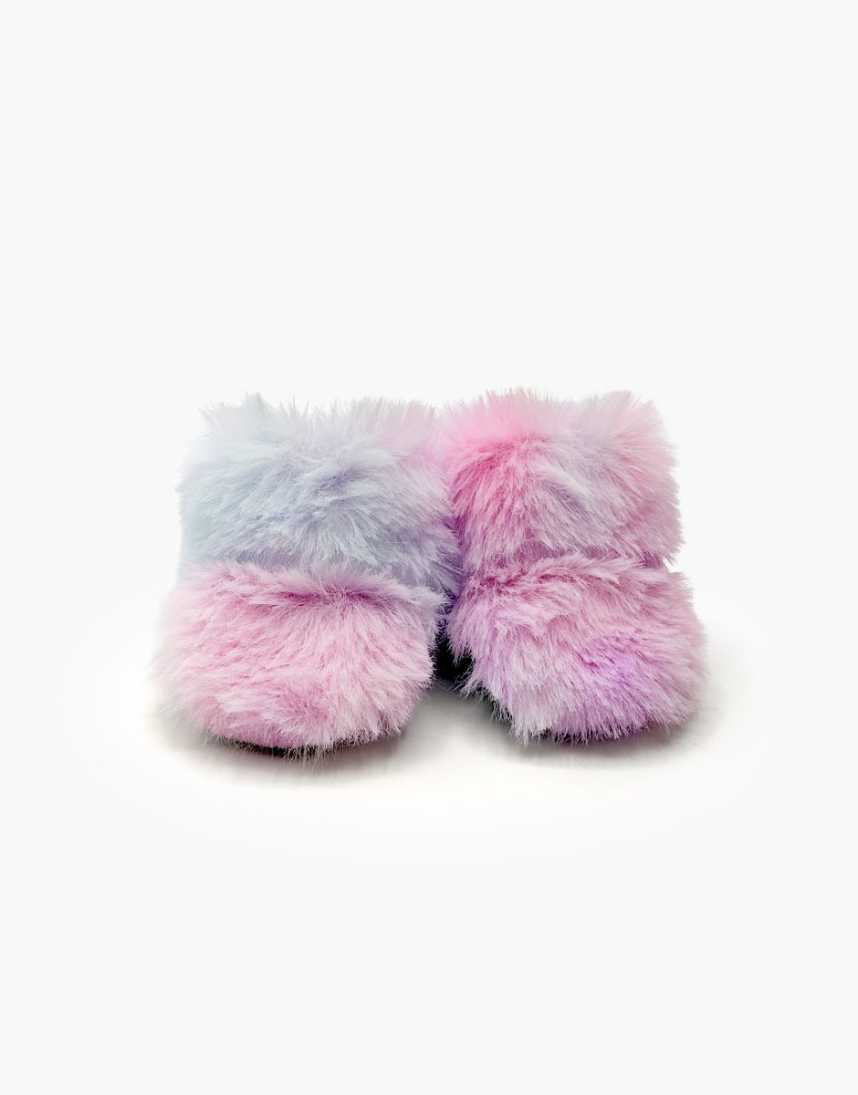 Minikane lilac rainbow faux fur snow boots for dolls