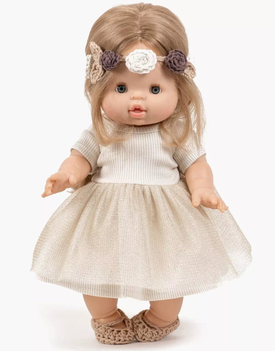 Minikane Rosana Short - Sleeved Tutu – Gold | 34 &amp; 37cm Doll Outfit Minikane