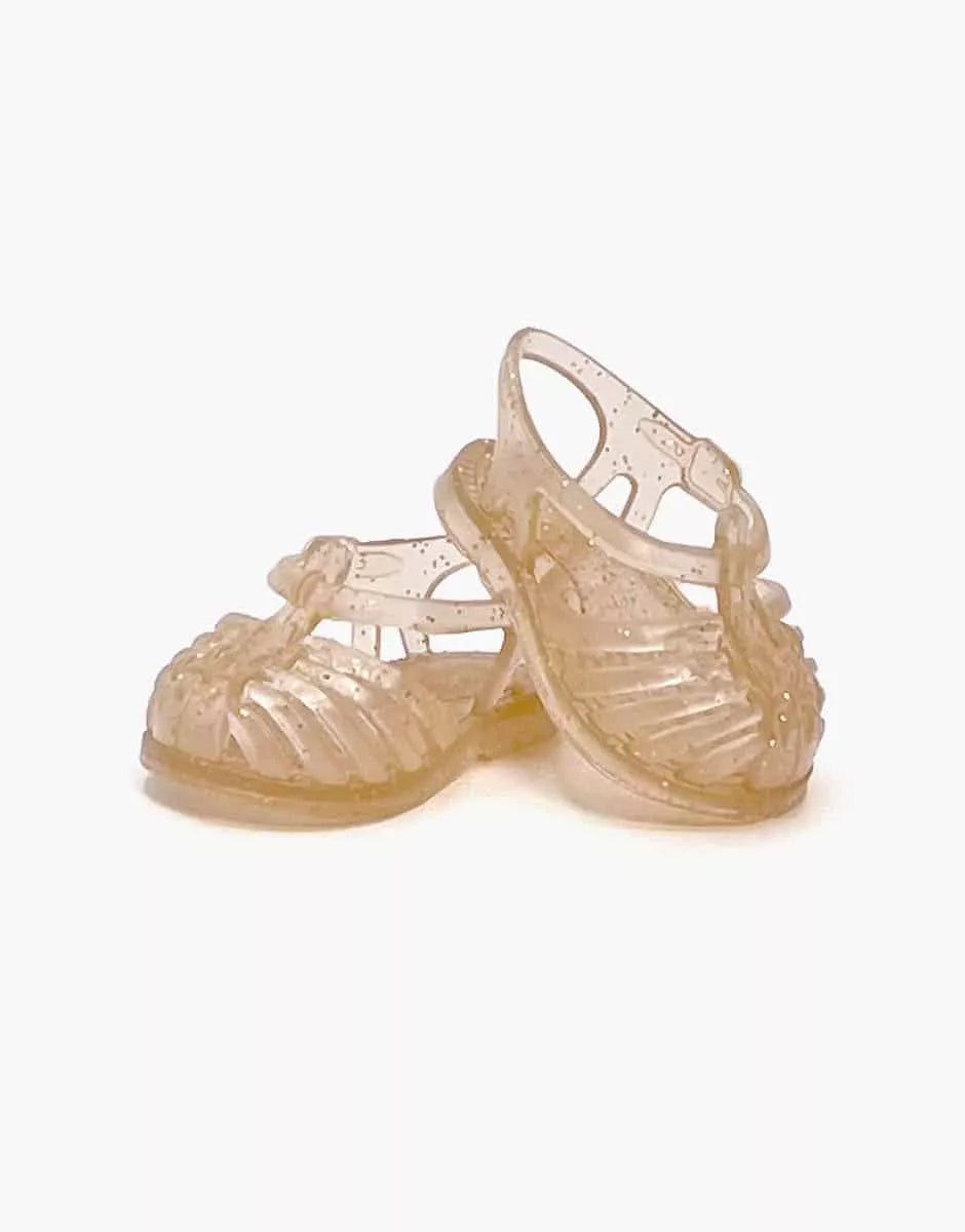 Minikane Sun Doll Beach Sandals in Glittery Gold