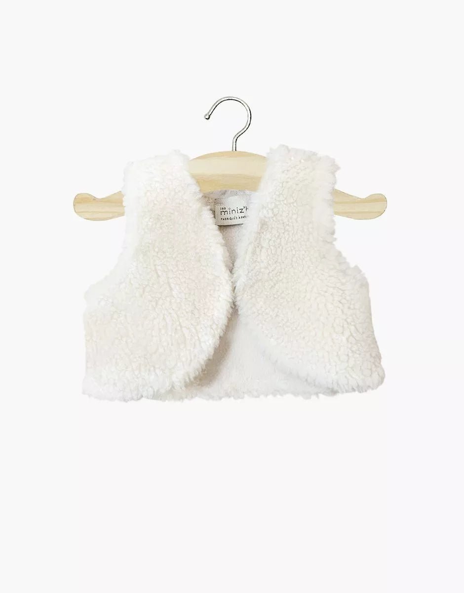 Minikane Tao Faux Fur Vest in Rabbit Ecru | Doll Clothes Minikane