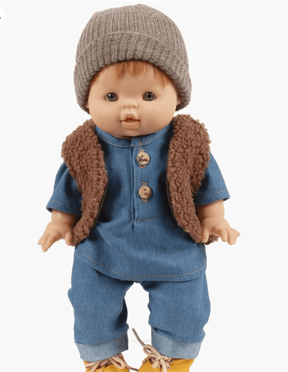 Minikane Tao Sleeveless Vest – Brown Terry Cloth Doll Vest Minikane