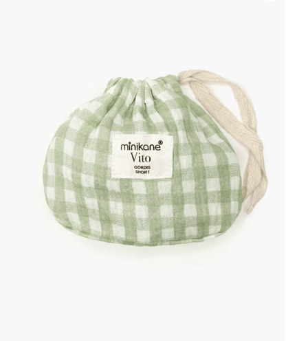 Minikane Vito Green Vichy Cotton Shorts with Pouch | Doll Clothes Minikane