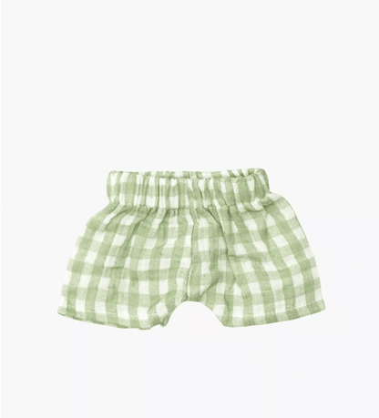 Minikane Vito Green Vichy Cotton Shorts with Pouch | Doll Clothes Minikane
