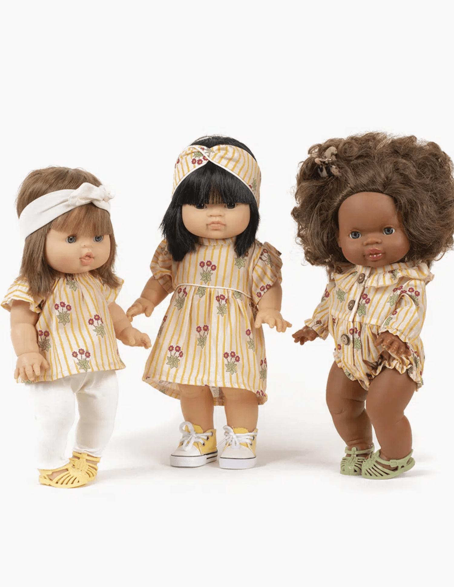 Minkane Daisy dress and its crossed headband in cotton Daisies with piping Minikane