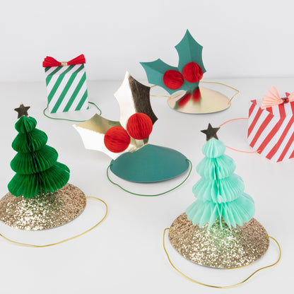 Mixed Christmas Party Hats (x 6) Meri Meri - enjoykidsus