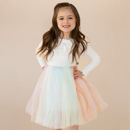 Multi Cut Tutu Dress - White Petite Hailey - enjoykidsus