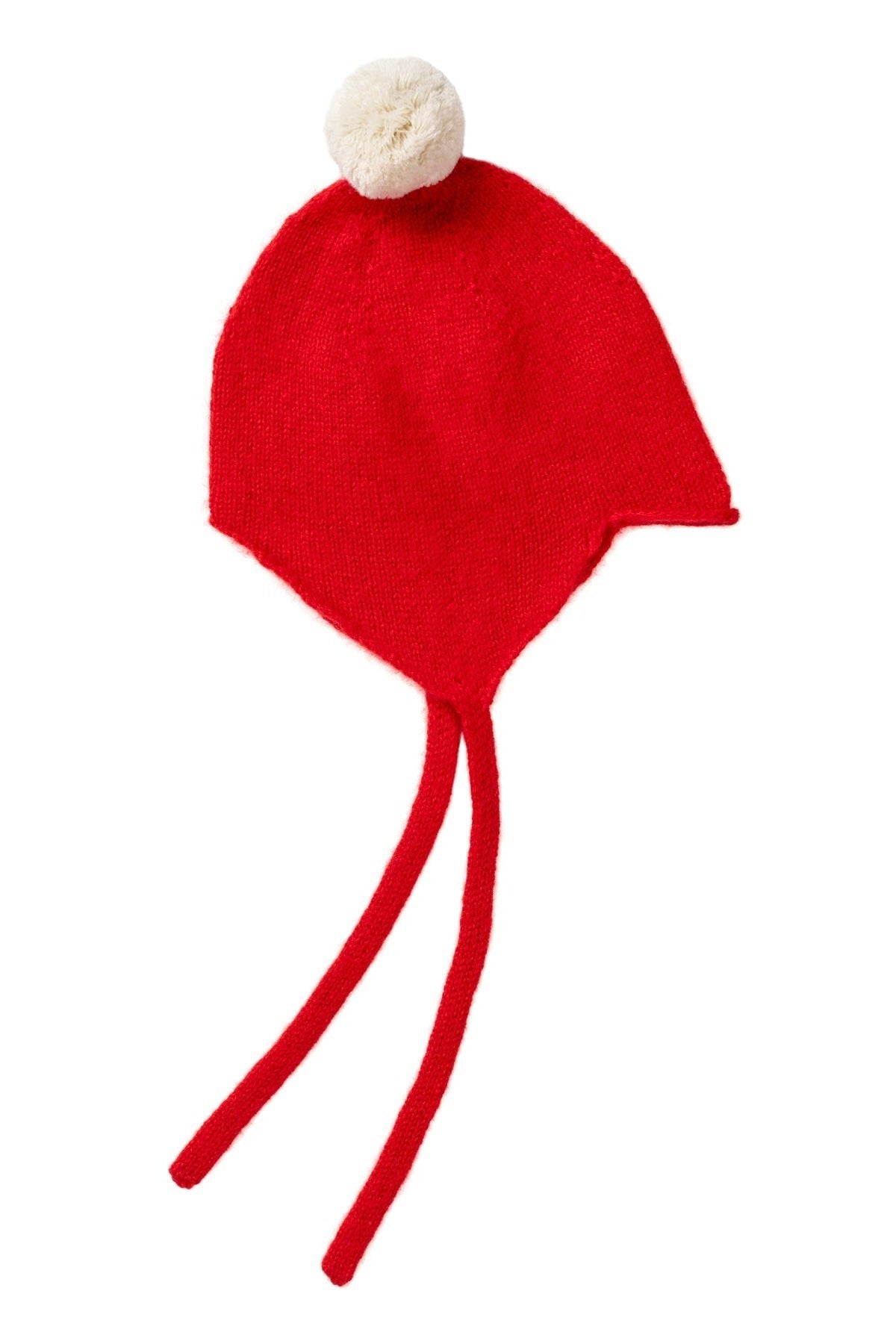 "My First Christmas" Cashmere Baby Bonnet, Festive Red with White Pom - Pom Rosie Sugden