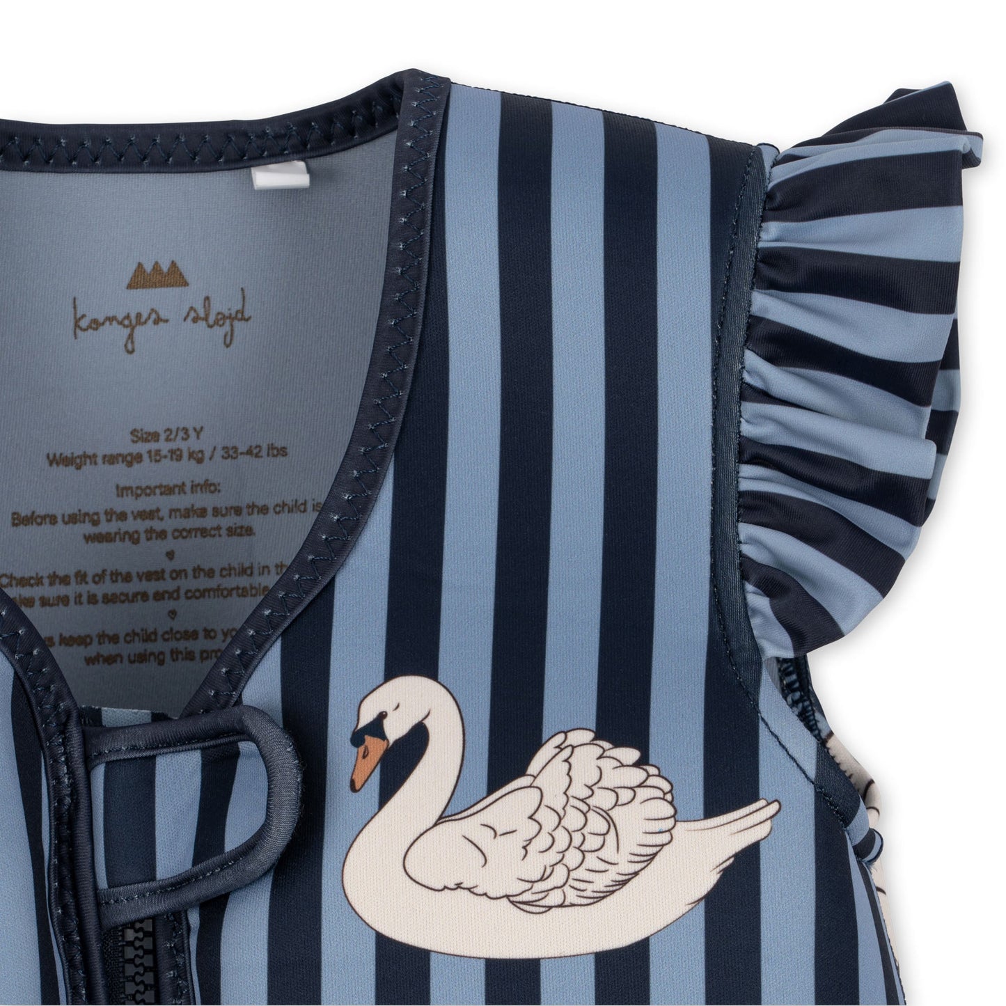 NEOPRENE FRILL FLOAT VEST - SWAN STRIPE Konges Sløjd - enjoykidsus