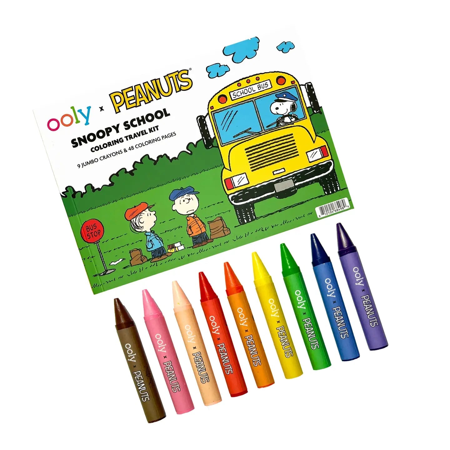 NEW OOLY X Peanuts: Snoopy School Coloring Travel Kit - 9 Jumbo Crayons OOLY