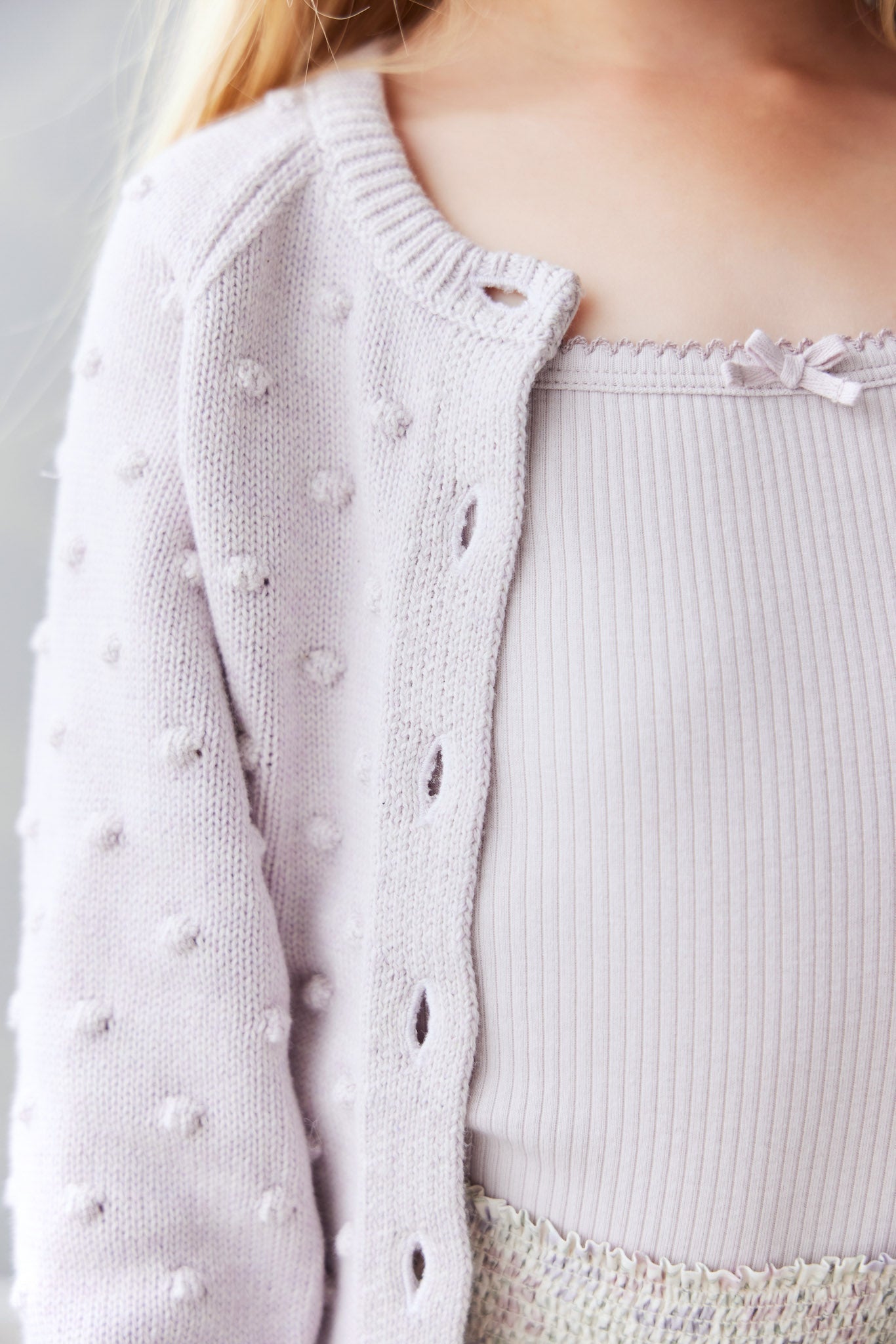 OG Dotty Knit Cardigan - Pale Lilac Marle Jamie Kay - enjoykidsus