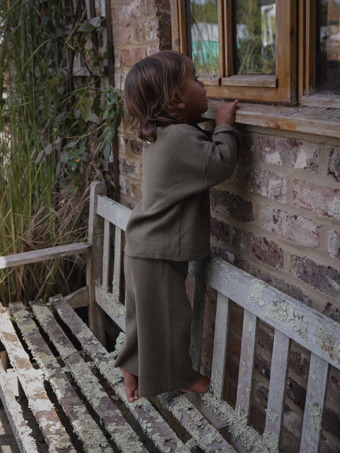 Olive Waffle Wide Leg Pants Organic Zoo - enjoykidsus