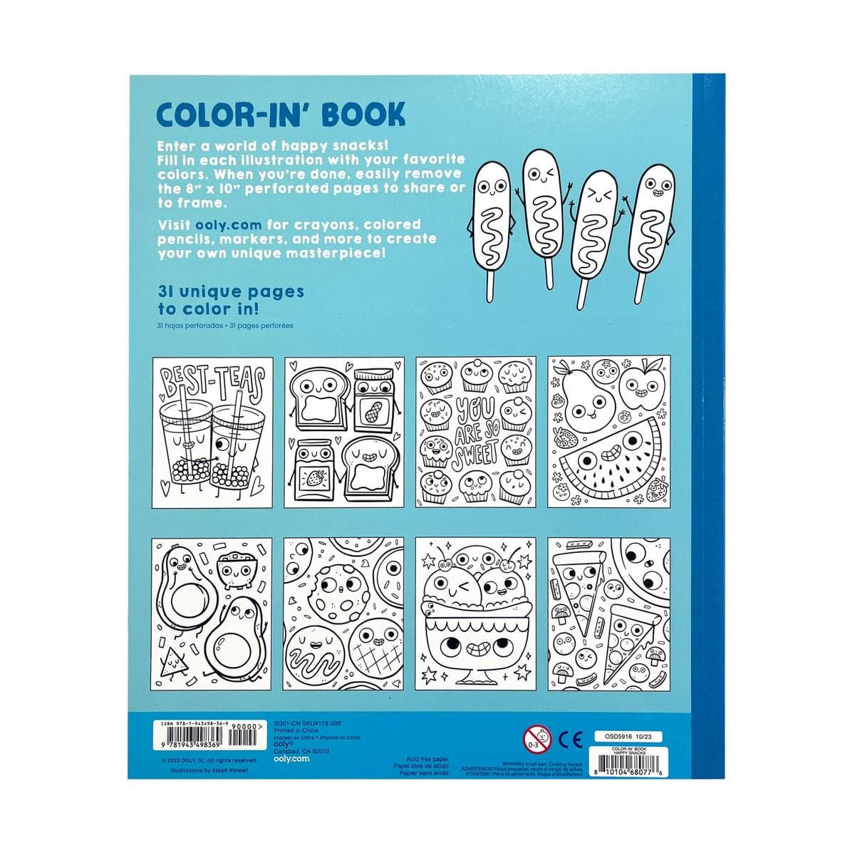 OOLY - 118 - 306 - Color - in' Book: Happy Snacks Coloring Book OOLY - enjoykidsus