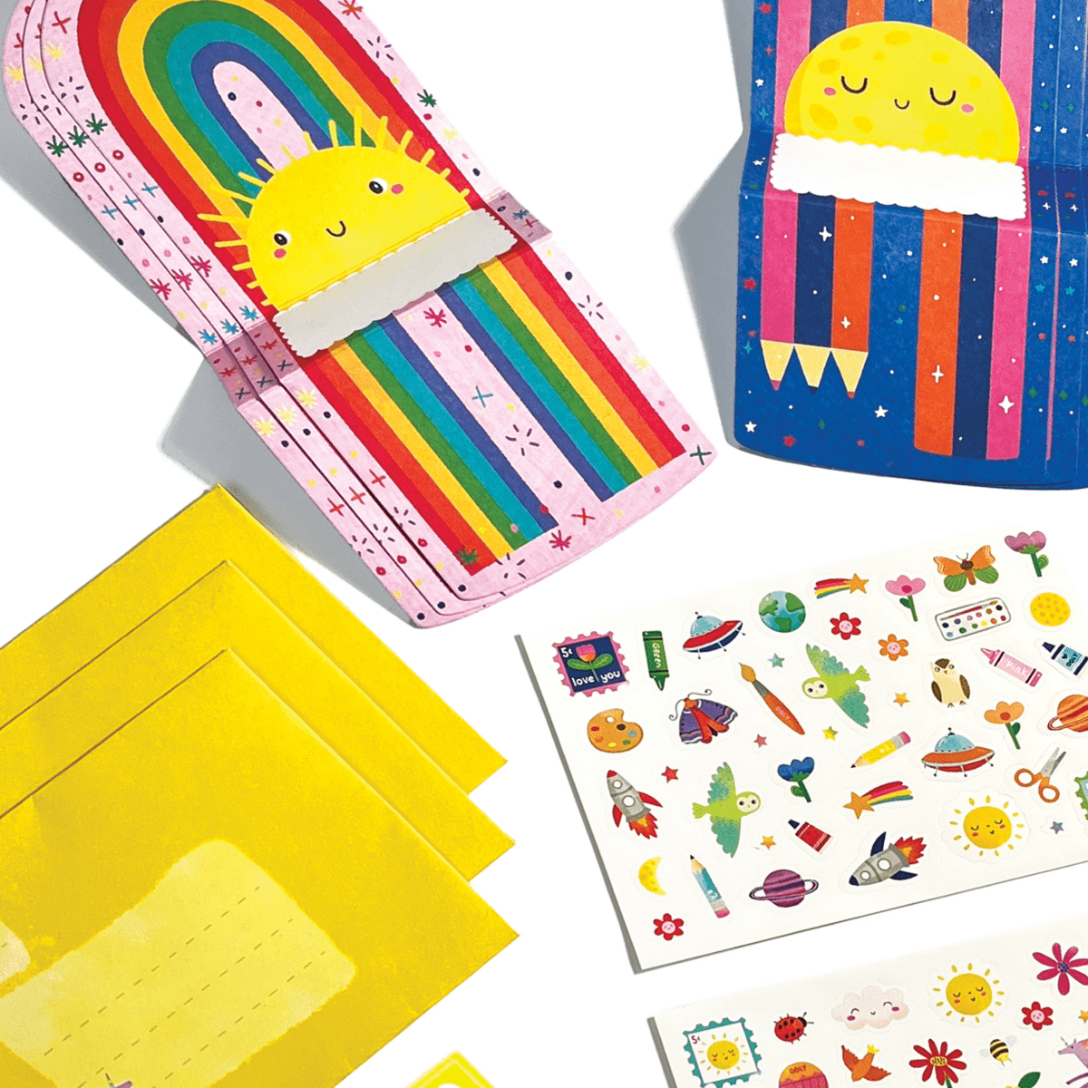 OOLY Tiny Tadas! Note Cards and Sticker Set - Hello Rainbows OOLY