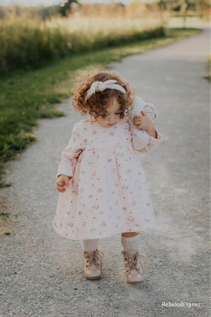 Organic Cotton Charlotte Dress - Petite Fleur Soft Peony Jamie Kay - enjoykidsus