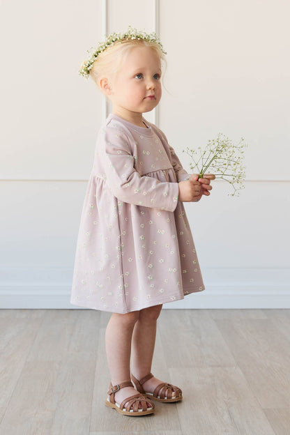 Organic Cotton Charlotte Dress - Simple Flowers Lilac Jamie Kay - enjoykidsus