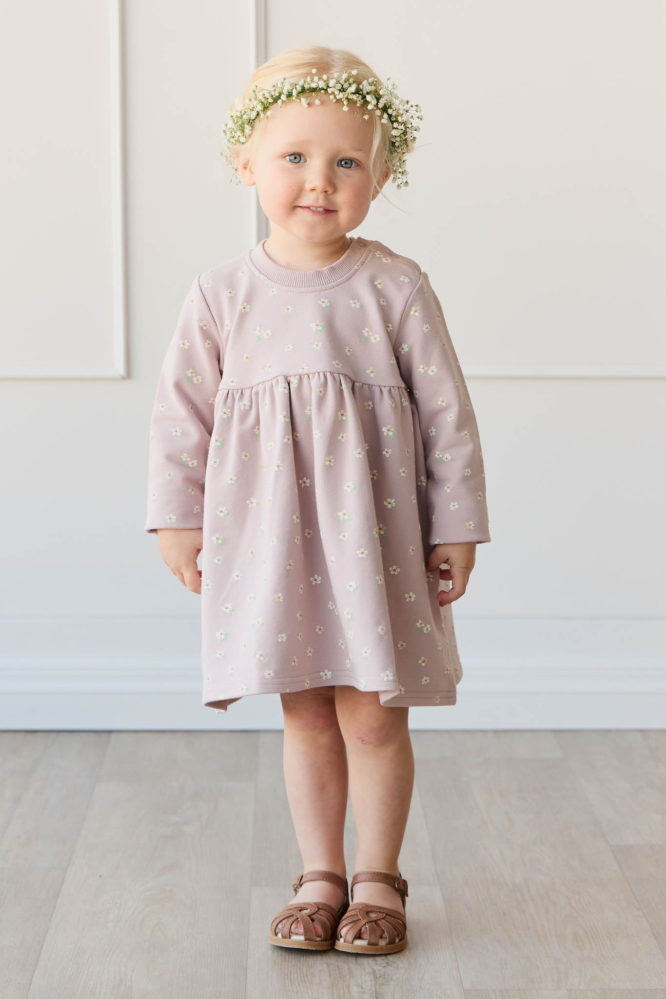 Organic Cotton Charlotte Dress - Simple Flowers Lilac Jamie Kay - enjoykidsus