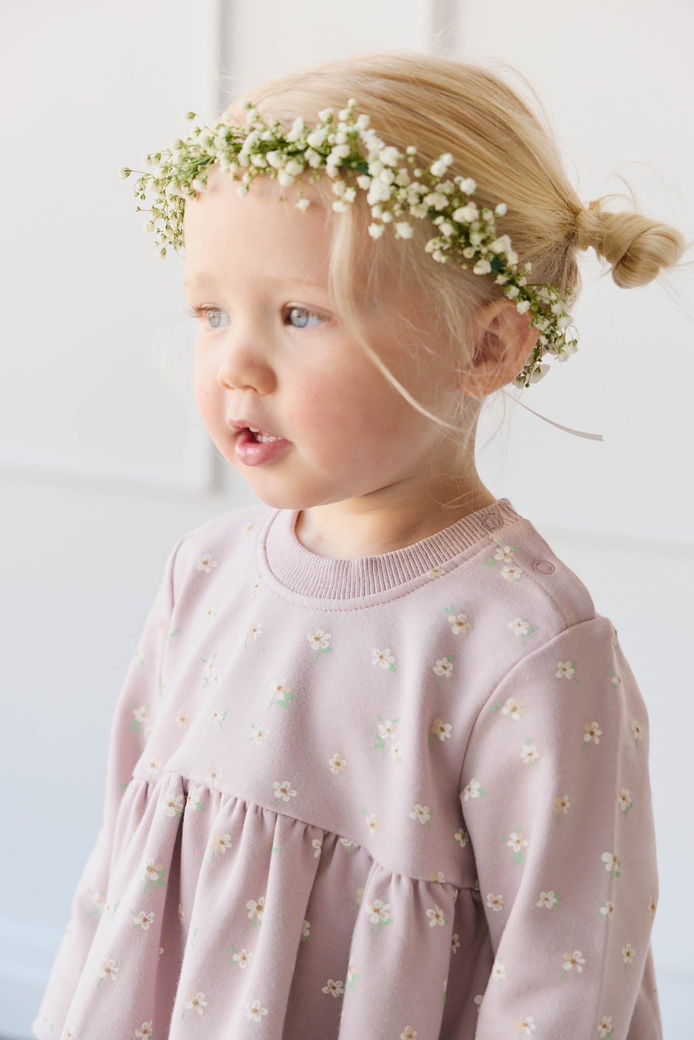 Organic Cotton Charlotte Dress - Simple Flowers Lilac Jamie Kay - enjoykidsus