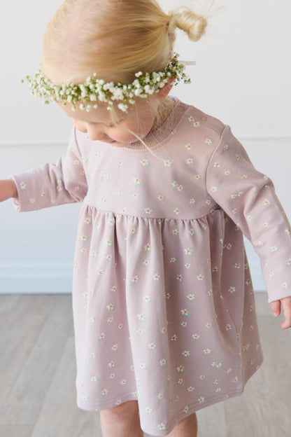 Organic Cotton Charlotte Dress - Simple Flowers Lilac Jamie Kay - enjoykidsus