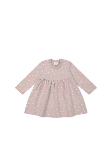 Organic Cotton Charlotte Dress - Simple Flowers Lilac Jamie Kay - enjoykidsus