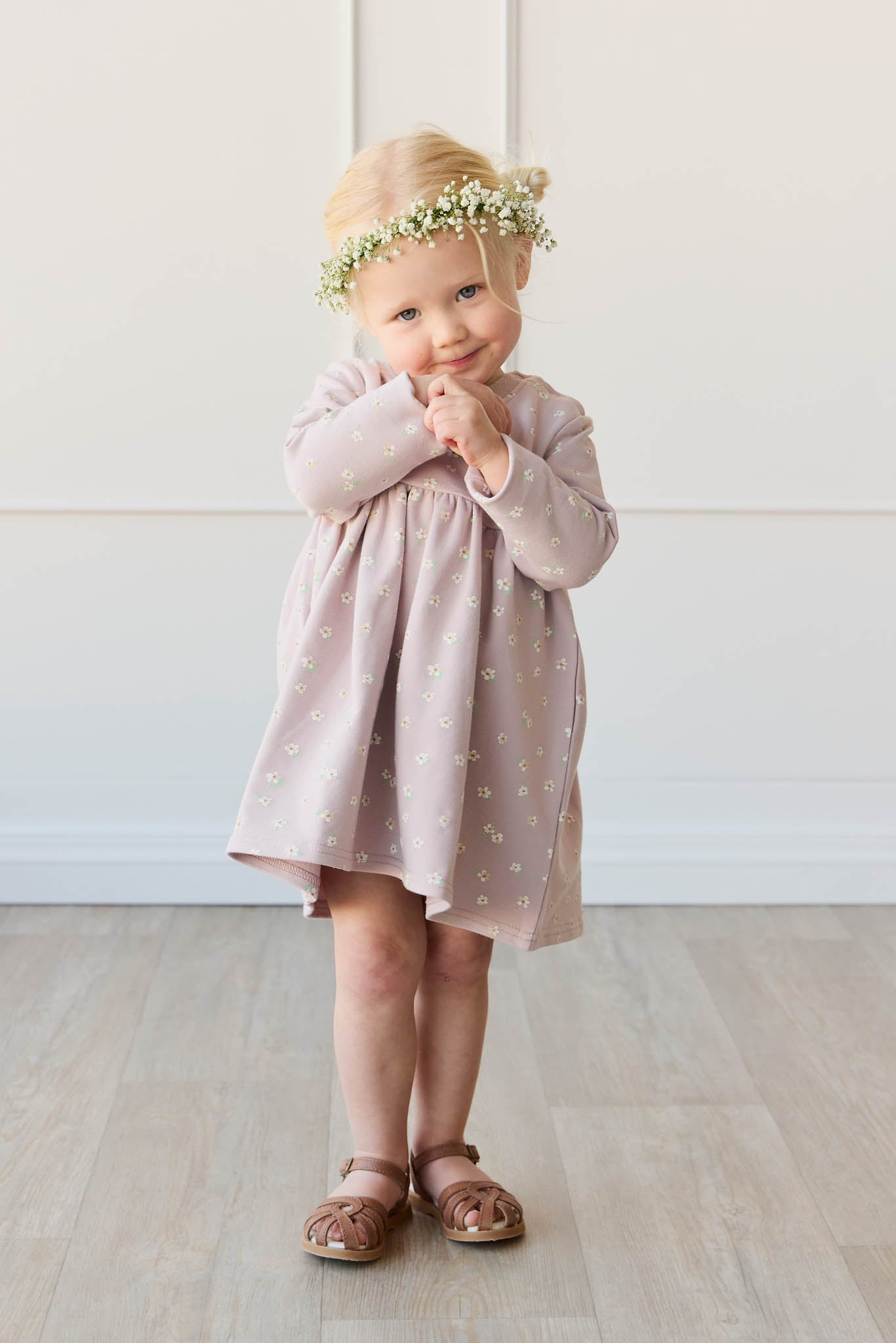 Organic Cotton Charlotte Dress - Simple Flowers Lilac Jamie Kay - enjoykidsus