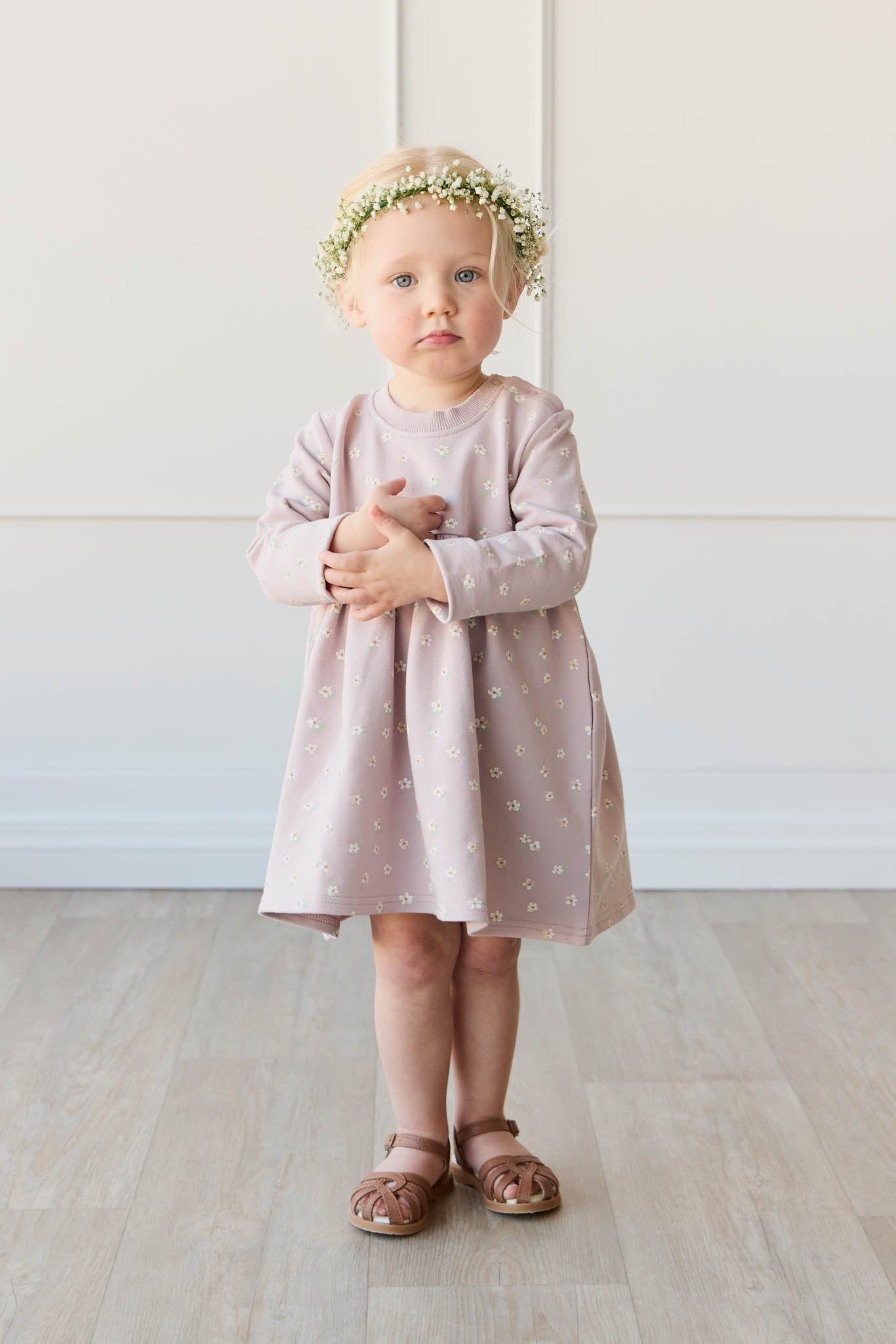 Organic Cotton Charlotte Dress - Simple Flowers Lilac Jamie Kay - enjoykidsus