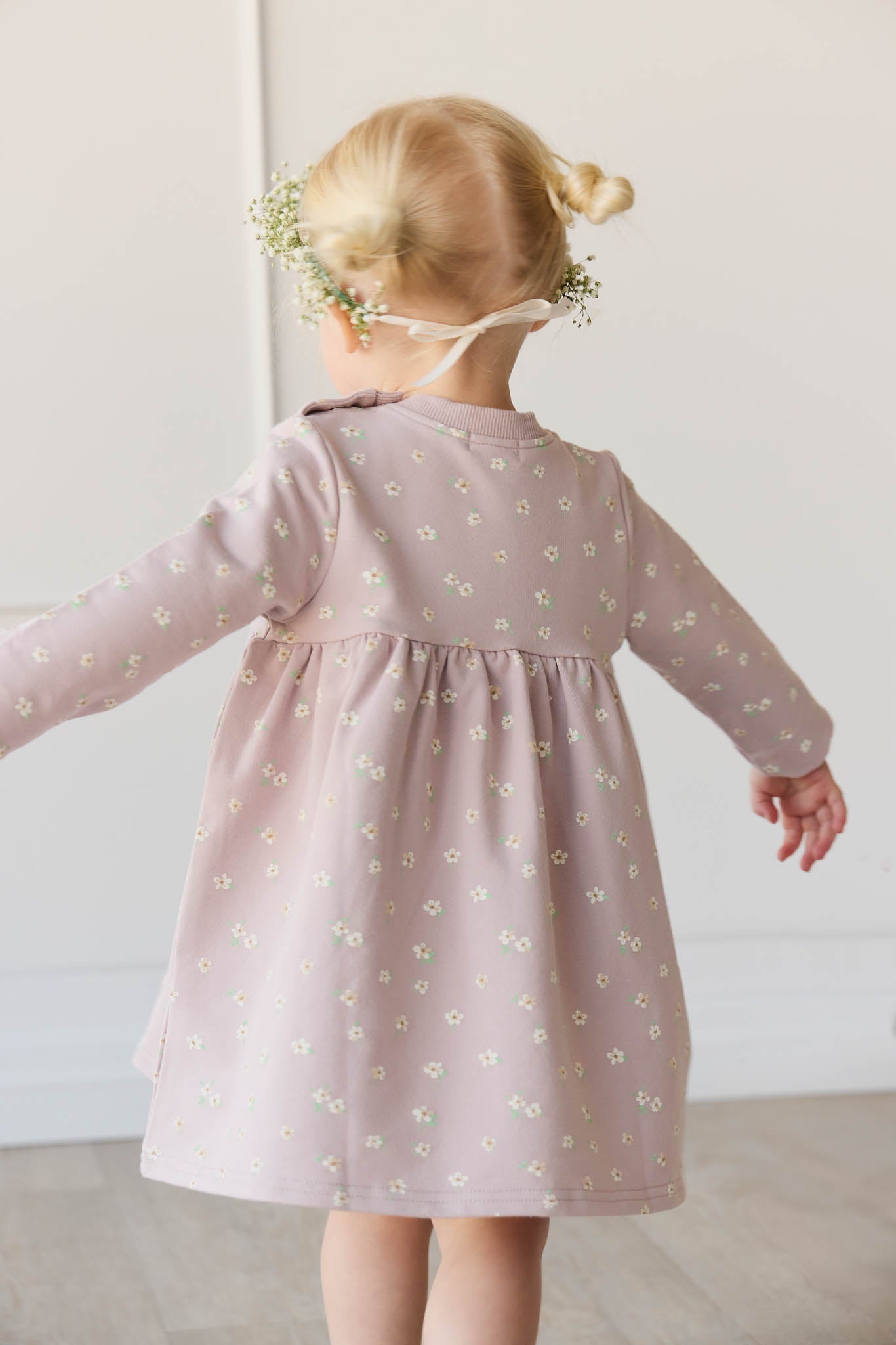 Organic Cotton Charlotte Dress - Simple Flowers Lilac Jamie Kay - enjoykidsus