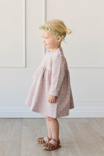 Organic Cotton Charlotte Dress - Simple Flowers Lilac Jamie Kay - enjoykidsus