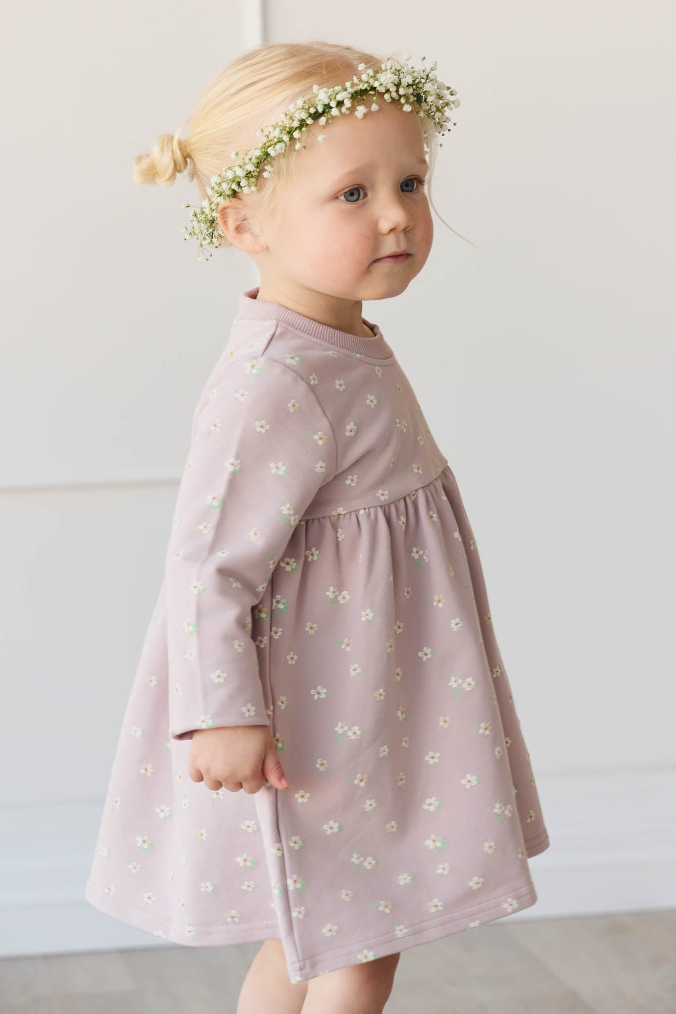 Organic Cotton Charlotte Dress - Simple Flowers Lilac Jamie Kay - enjoykidsus