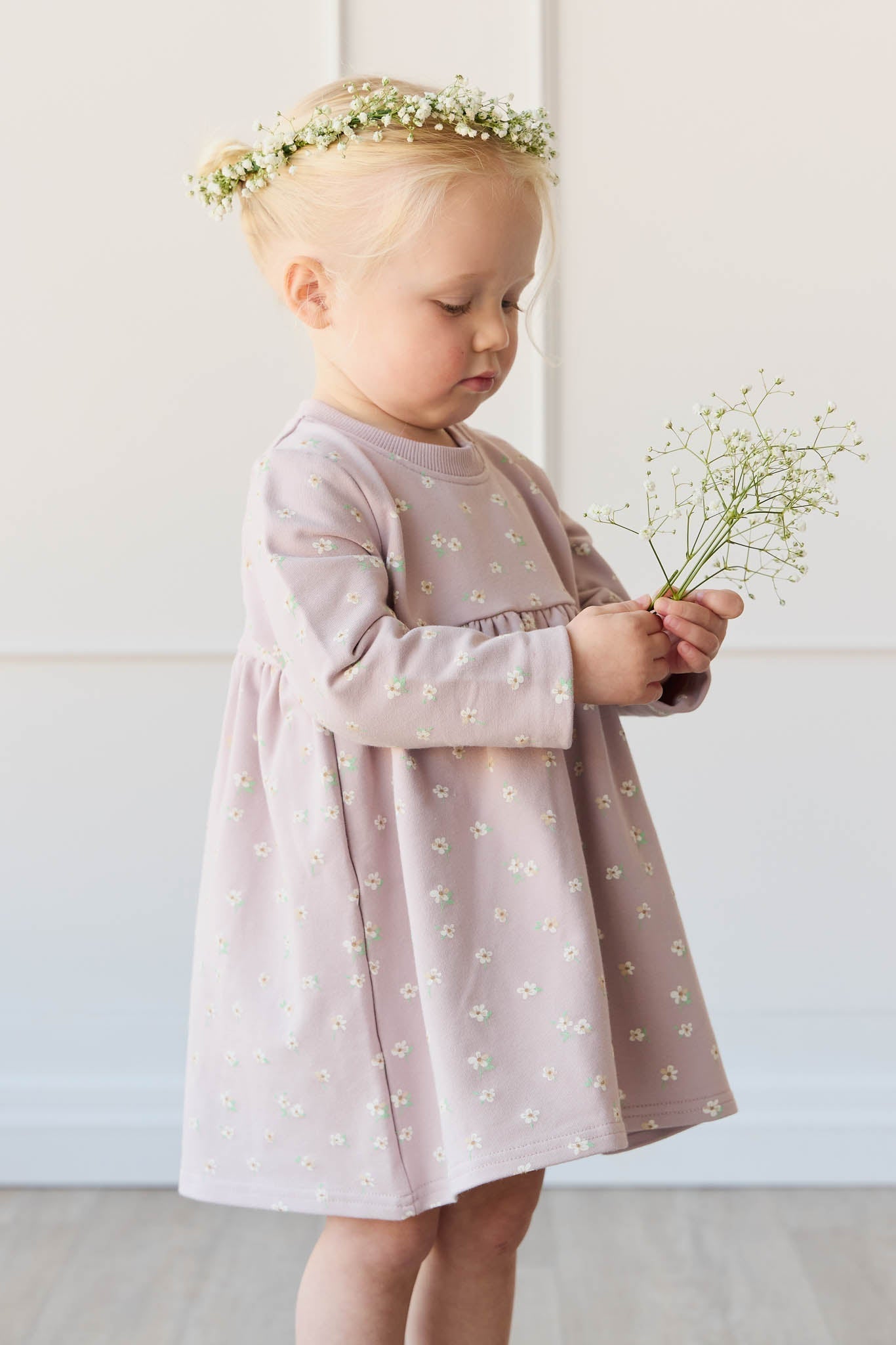 Organic Cotton Charlotte Dress - Simple Flowers Lilac Jamie Kay - enjoykidsus