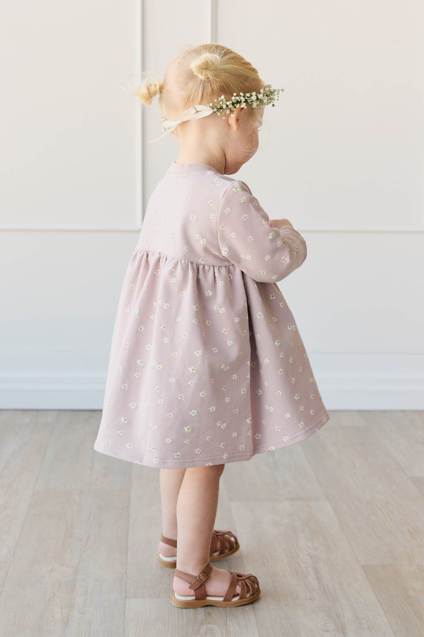 Organic Cotton Charlotte Dress - Simple Flowers Lilac Jamie Kay - enjoykidsus