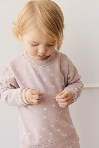 Organic Cotton Damien Sweatshirt - Simple Flowers Lilac Jamie Kay - enjoykidsus