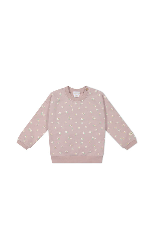 Organic Cotton Damien Sweatshirt - Simple Flowers Lilac Jamie Kay - enjoykidsus