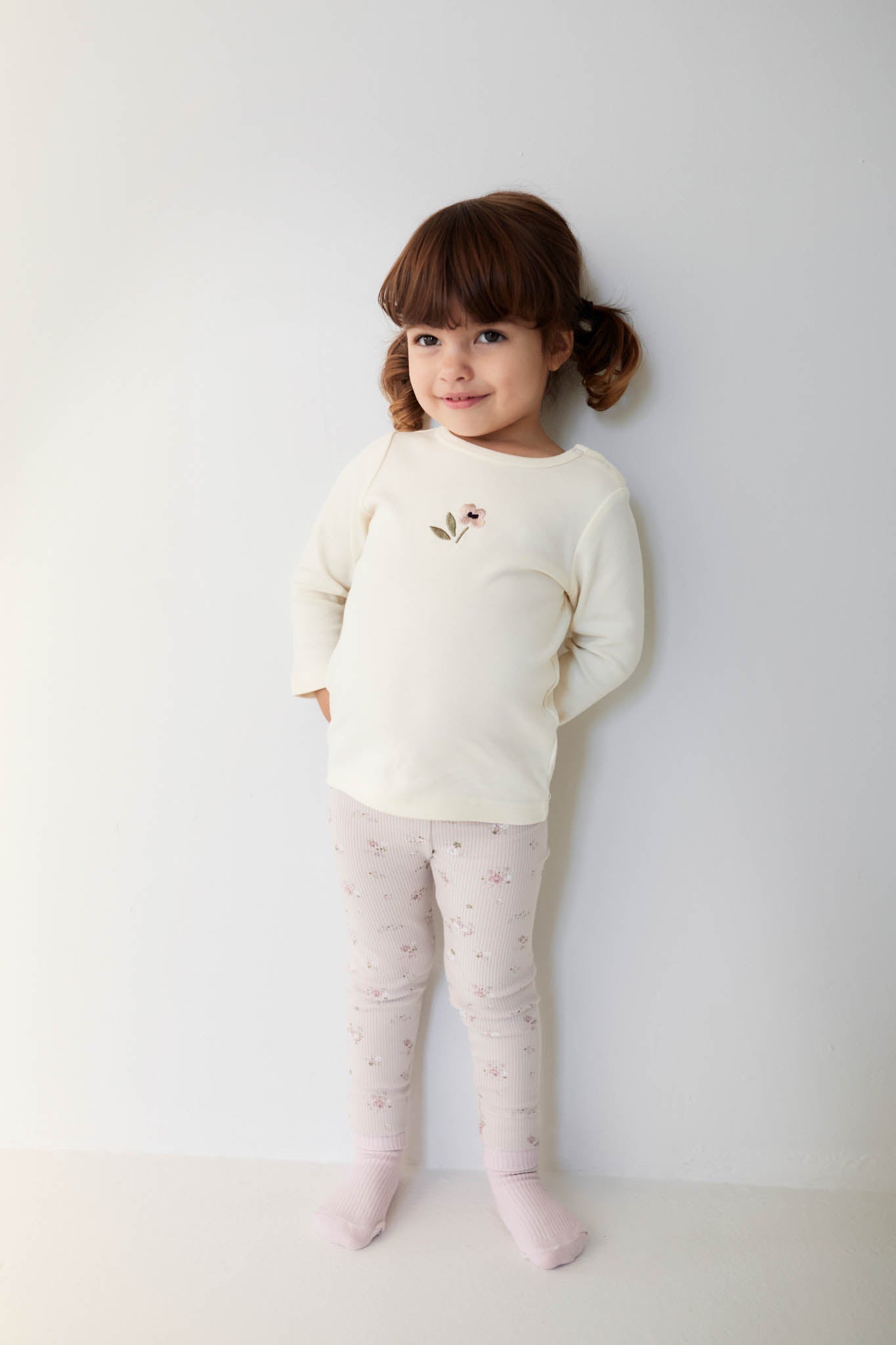 Organic Cotton Fine Rib Everyday Legging - Petite Fleur Violet Jamie Kay - enjoykidsus