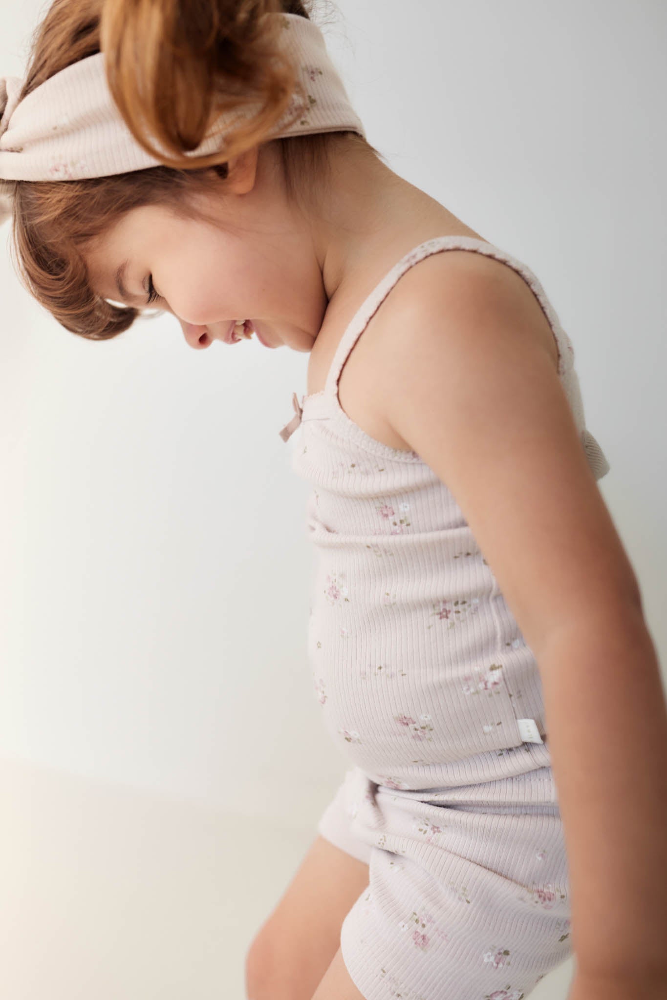 Organic Cotton Fine Rib Singlet - Petite Fleur Violet Jamie Kay