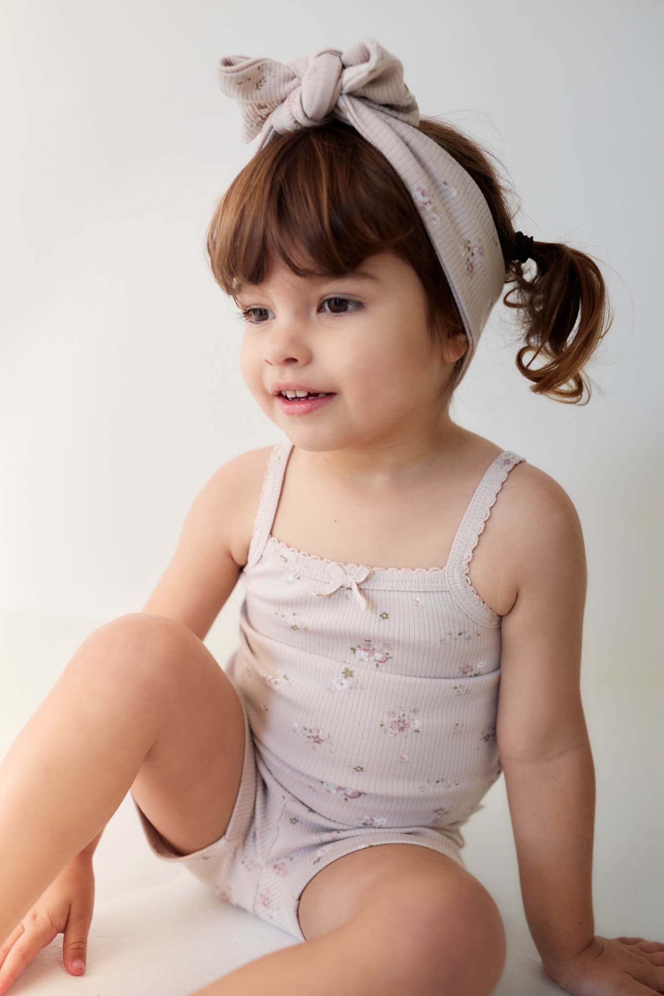 Organic Cotton Fine Rib Singlet - Petite Fleur Violet Jamie Kay