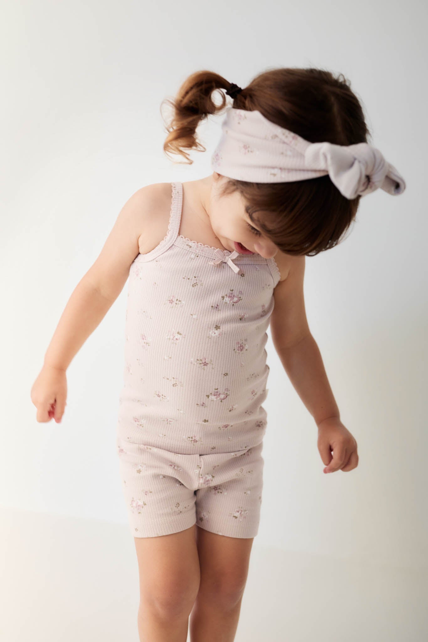 Organic Cotton Fine Rib Singlet - Petite Fleur Violet Jamie Kay - enjoykidsus