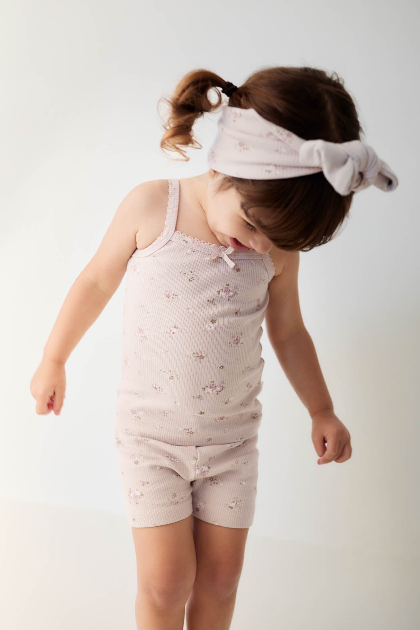 Organic Cotton Fine Rib Singlet - Petite Fleur Violet Jamie Kay