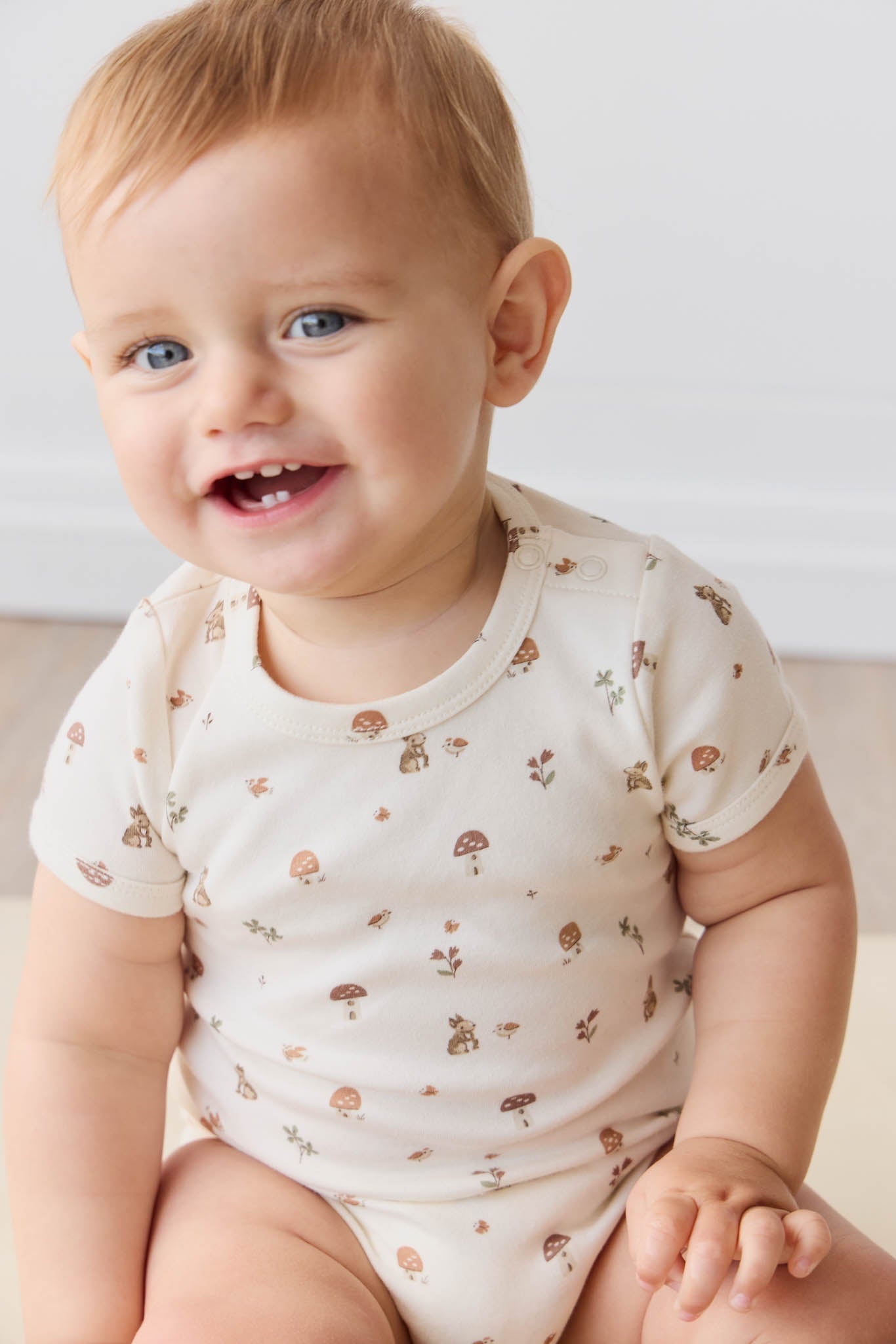 Organic Cotton Hudson Short Sleeve Bodysuit - Foraging Friends Jamie Kay - enjoykidsus