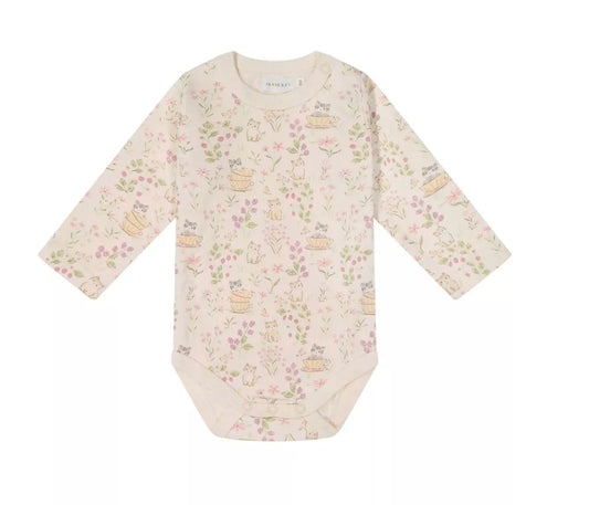 Organic Cotton Long Sleeve Bodysuit in Moons Garden Jamie Kay - enjoykidsus