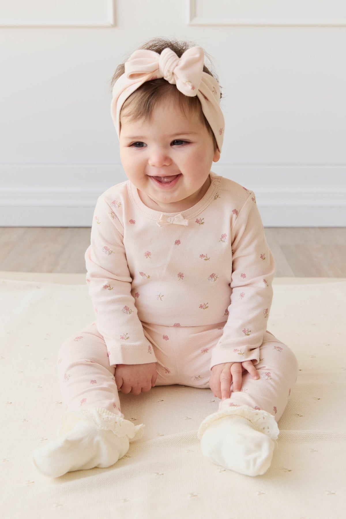 Organic Cotton Long Sleeve Bodysuit - Meredith Morganite Jamie Kay