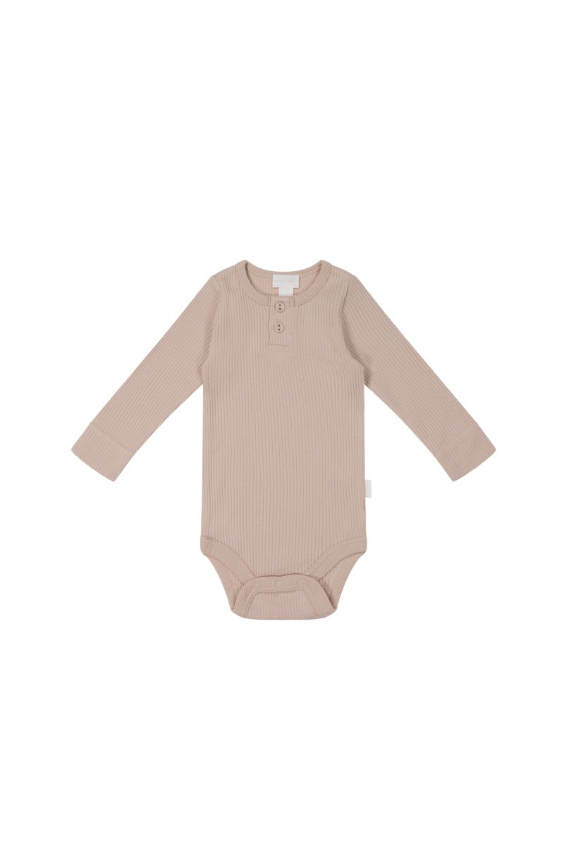 Organic Cotton Modal Long Sleeve Bodysuit - Dusky Rose Jamie Kay