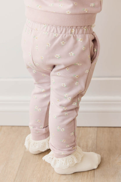 Organic Cotton Morgan Track Pant - Simple Flowers Lilac Jamie Kay - enjoykidsus