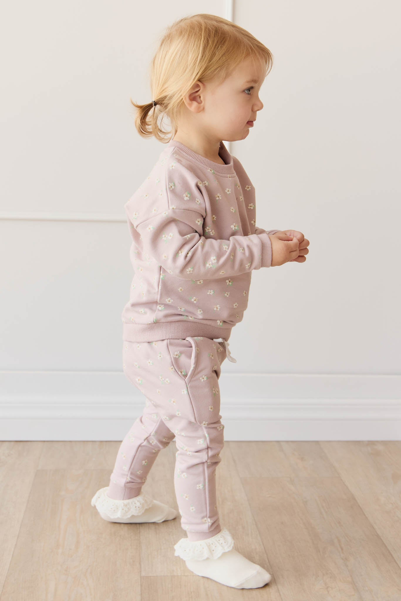 Organic Cotton Morgan Track Pant - Simple Flowers Lilac Jamie Kay - enjoykidsus