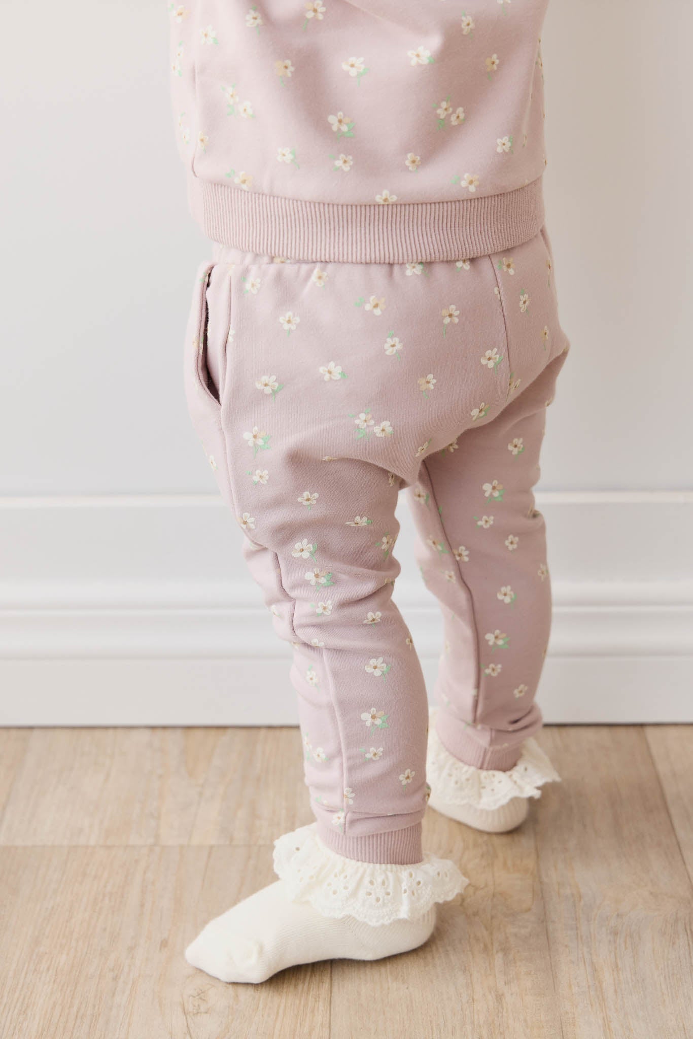 Organic Cotton Morgan Track Pant - Simple Flowers Lilac Jamie Kay - enjoykidsus