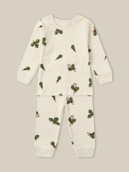 Organic Zoo Christmas Holly Slim Pyjamas Organic Zoo