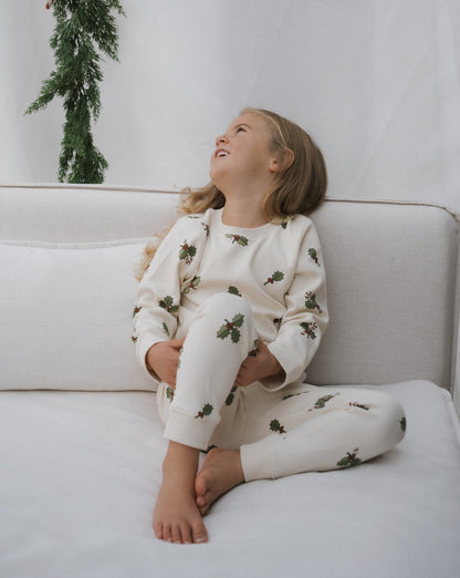 Organic Zoo Christmas Holly Slim Pyjamas Organic Zoo