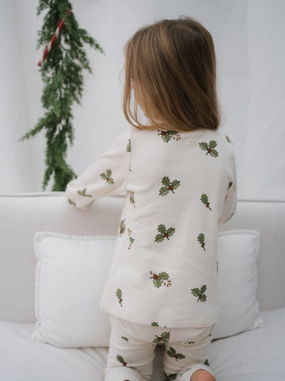 Organic Zoo Christmas Holly Slim Pyjamas Organic Zoo
