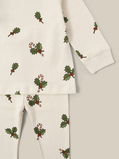 Organic Zoo Christmas Holly Slim Pyjamas Organic Zoo