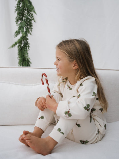 Organic Zoo Christmas Holly Slim Pyjamas Organic Zoo