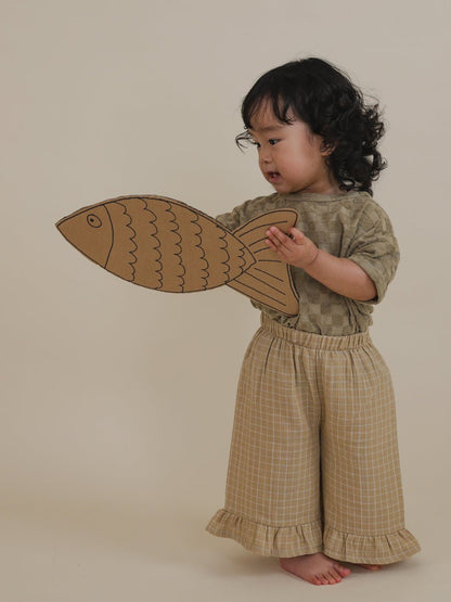 Organic Zoo Grid Check Wheat Frill Culottes Organic Zoo